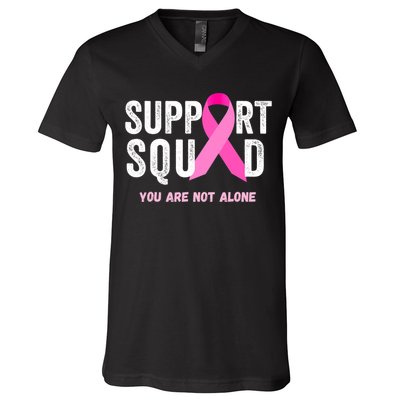 Support Squad Pink Ribbon Breast Cancer Awareness V-Neck T-Shirt