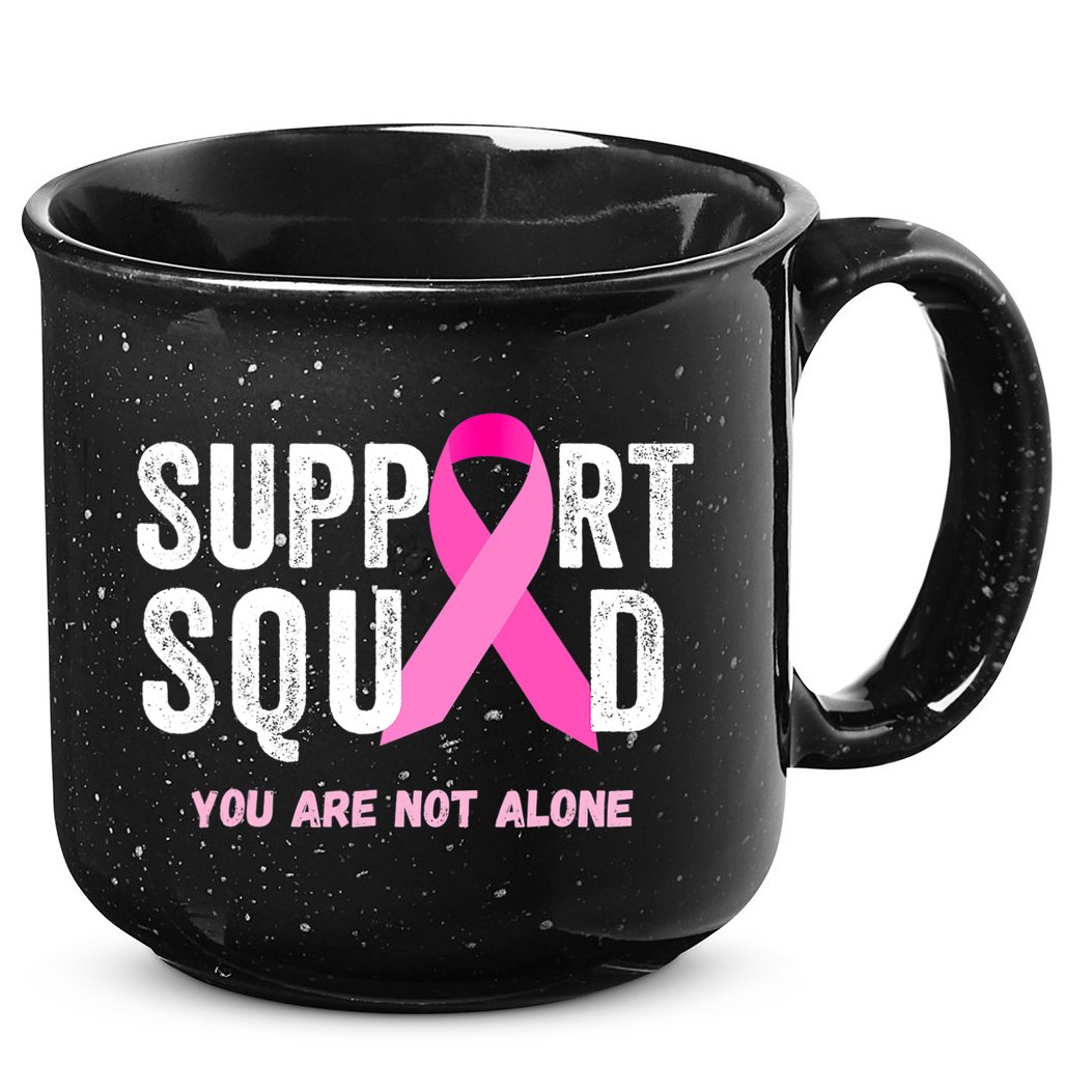 Support Squad Pink Ribbon Breast Cancer Awareness 15oz Campfire Ceramic Mug