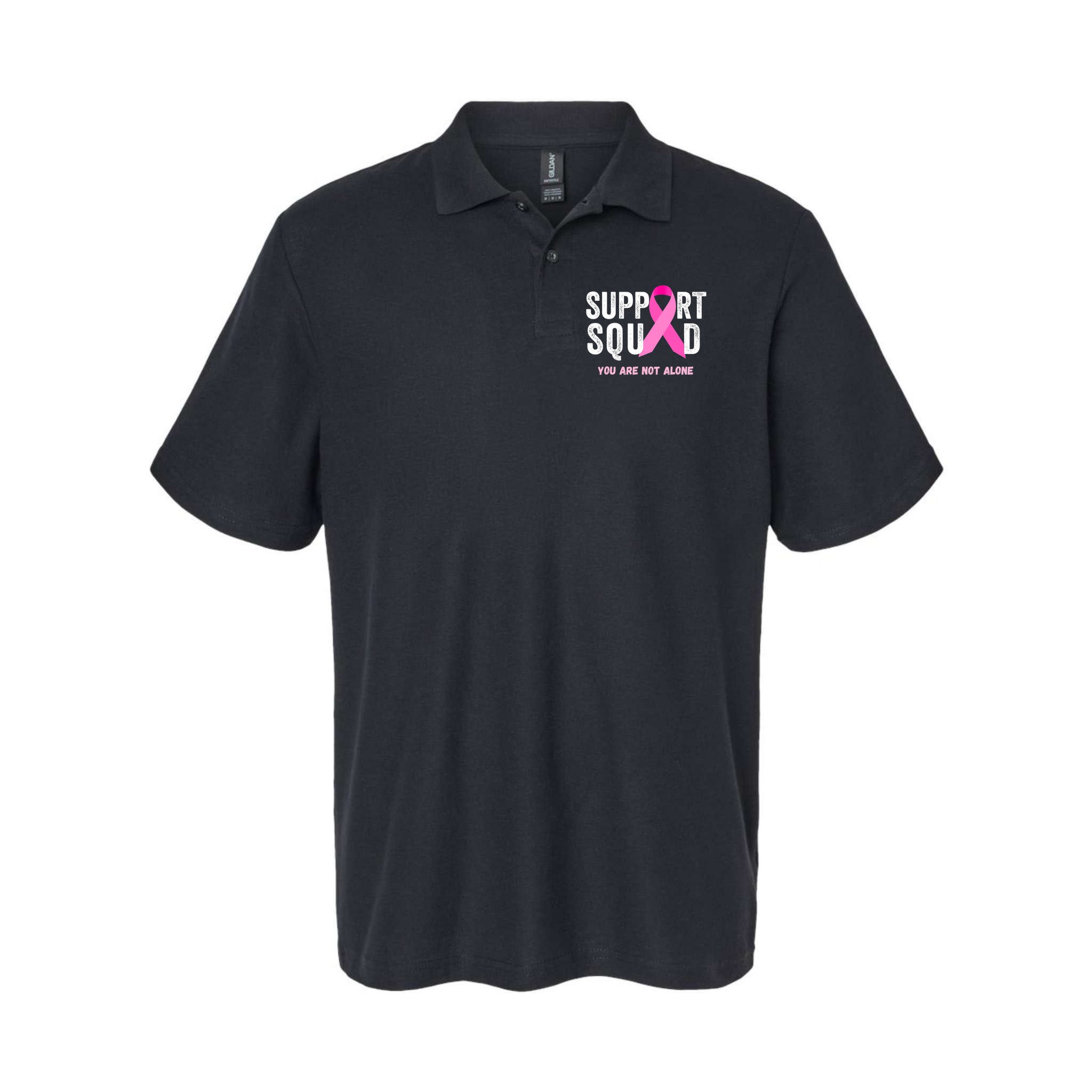 Support Squad Pink Ribbon Breast Cancer Awareness Polo