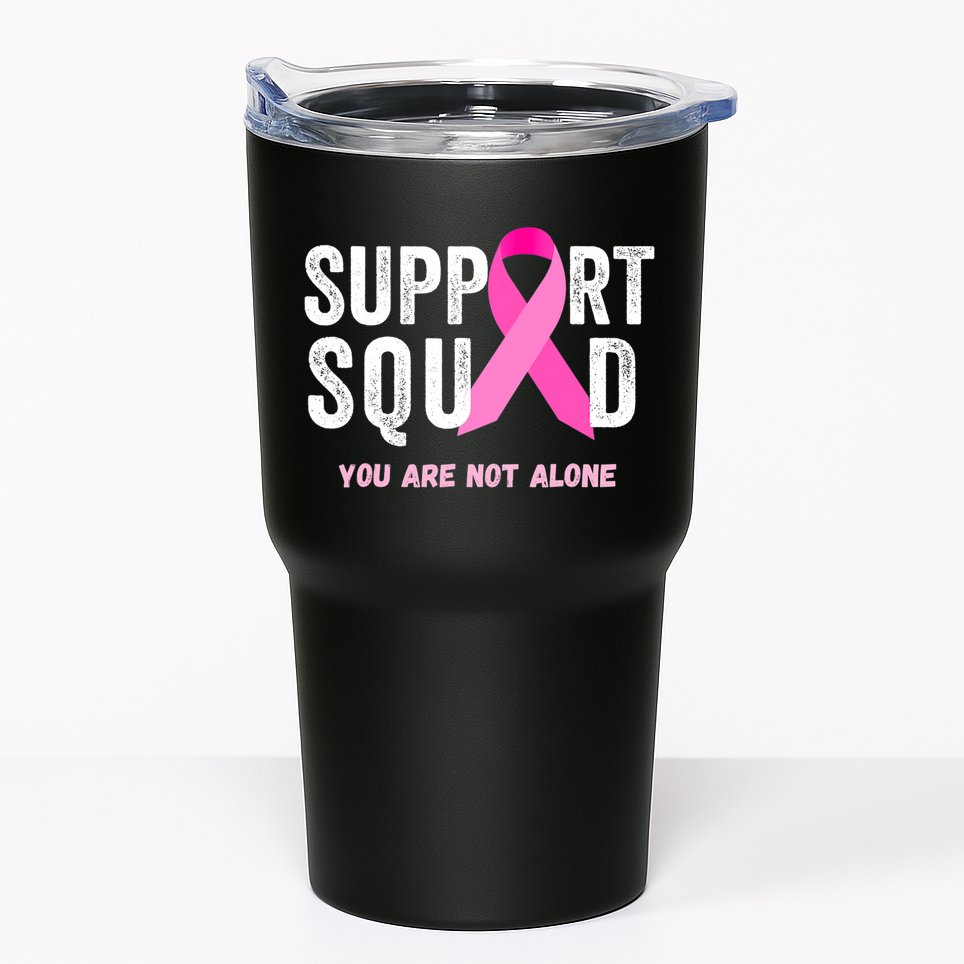 Support Squad Pink Ribbon Breast Cancer Awareness Tumbler