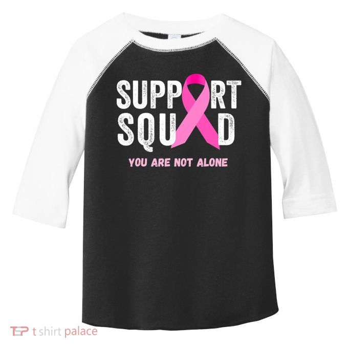 Support Squad Pink Ribbon Breast Cancer Awareness Toddler Fine Jersey T-Shirt