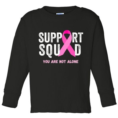 Support Squad Pink Ribbon Breast Cancer Awareness Toddler Long Sleeve Shirt