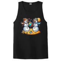 Sand Snowman Playing Beach Ball Xmas In July Summer Beach Tank Top PosiCharge Competitor Tank