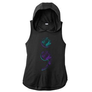 Semicolon Suicide Prevention Awareness Ladies PosiCharge Tri-Blend Wicking Draft Hoodie Tank