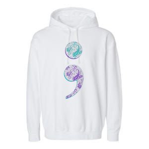 Semicolon Suicide Prevention Awareness Garment-Dyed Fleece Hoodie