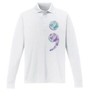 Semicolon Suicide Prevention Awareness Performance Long Sleeve Polo