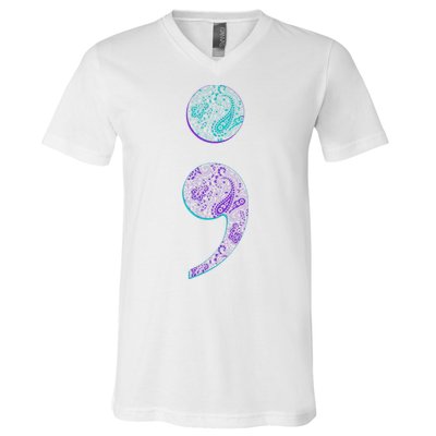 Semicolon Suicide Prevention Awareness V-Neck T-Shirt