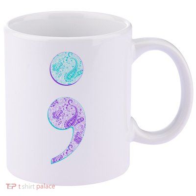 Semicolon Suicide Prevention Awareness 11oz C Handle Ceramic Mug