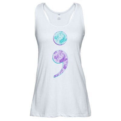 Semicolon Suicide Prevention Awareness Ladies Essential Flowy Tank