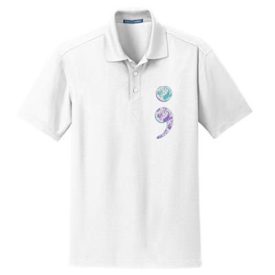 Semicolon Suicide Prevention Awareness Dry Zone Grid Polo