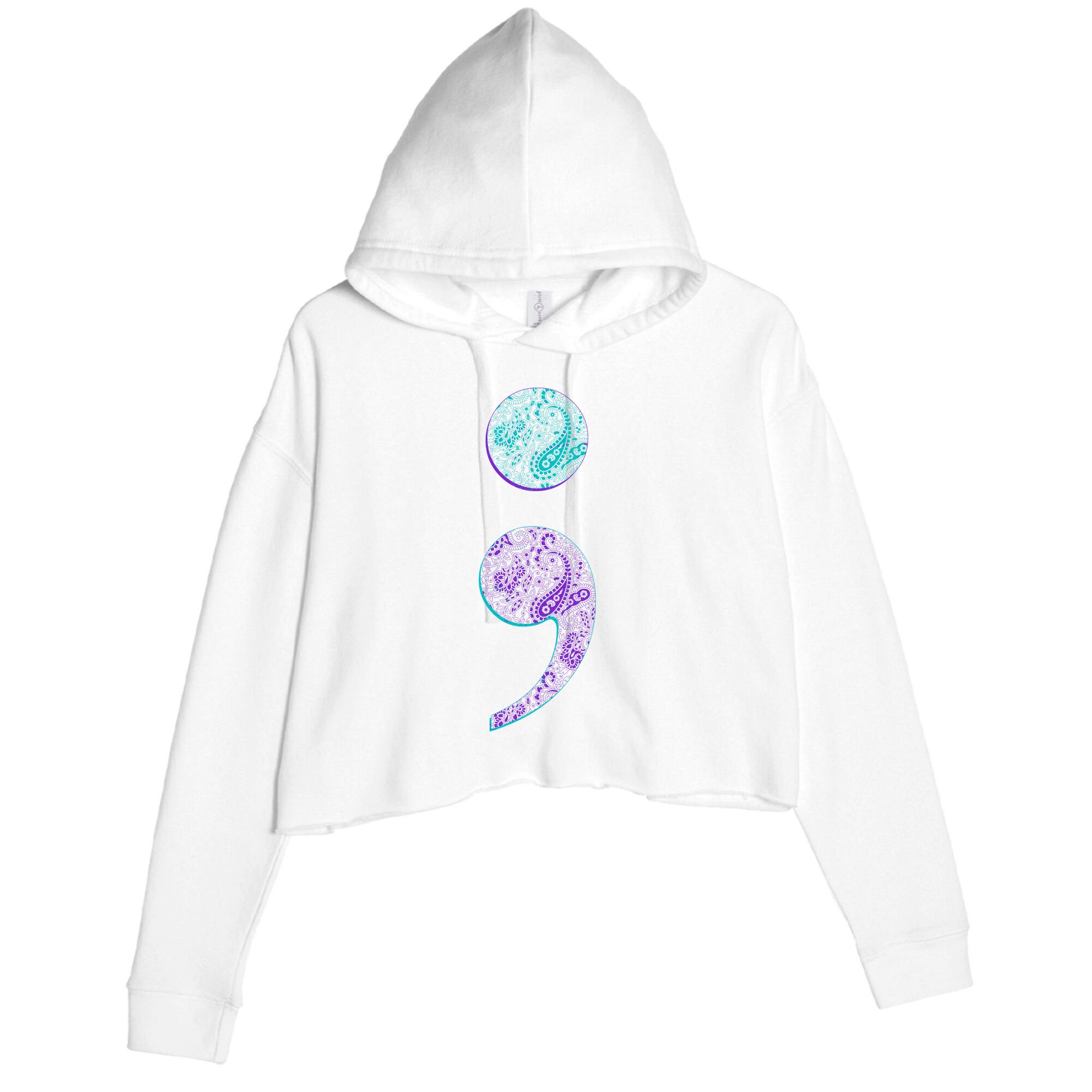 Semicolon Suicide Prevention Awareness Crop Fleece Hoodie