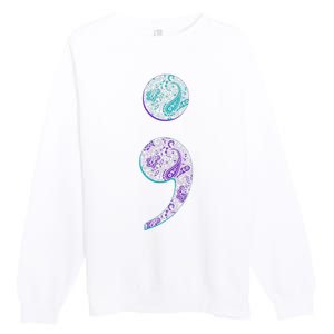 Semicolon Suicide Prevention Awareness Premium Crewneck Sweatshirt