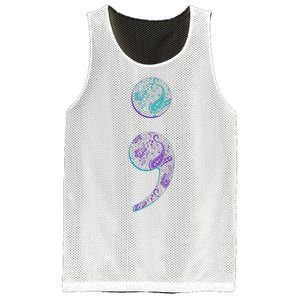 Semicolon Suicide Prevention Awareness Mesh Reversible Basketball Jersey Tank