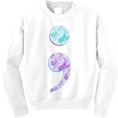 Semicolon Suicide Prevention Awareness Kids Sweatshirt