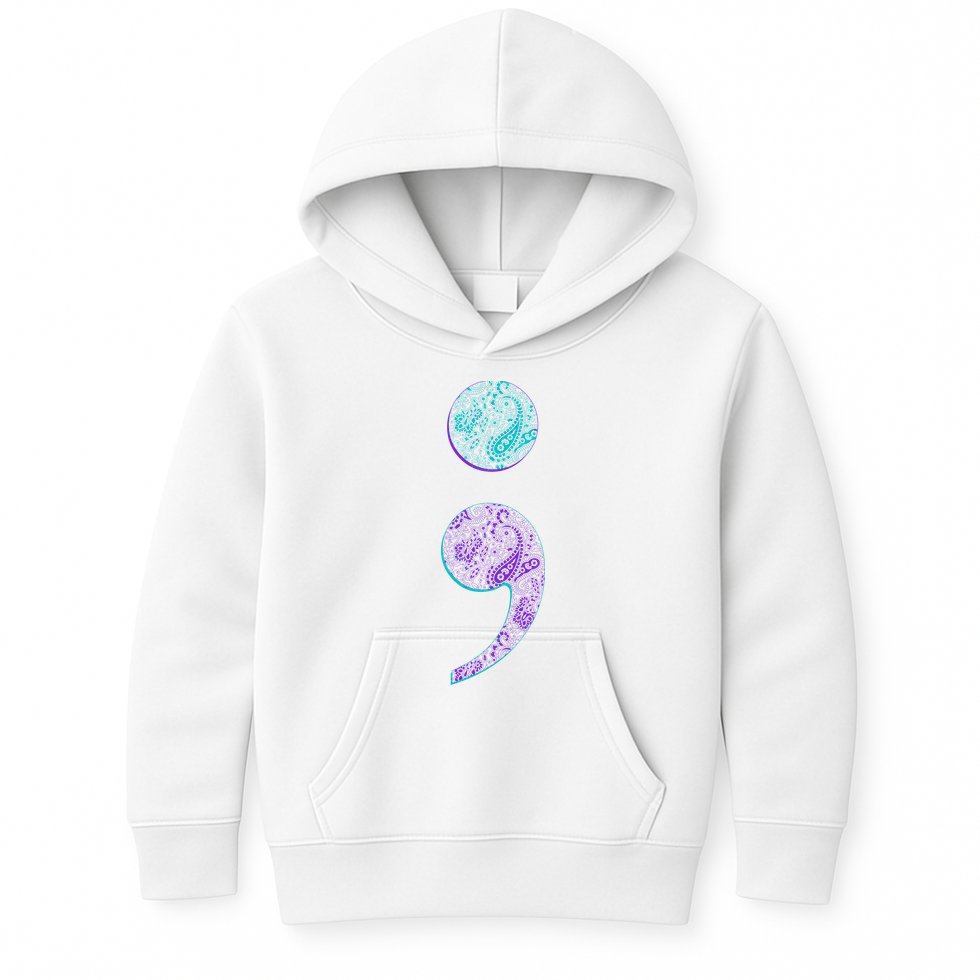 Semicolon Suicide Prevention Awareness Kids Hoodie