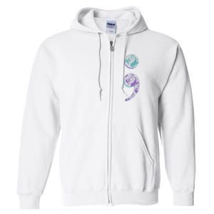 Semicolon Suicide Prevention Awareness Full Zip Hoodie