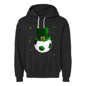 Soccer St Patricks Day Leprechaun Shamrock Garment-Dyed Fleece Hoodie