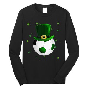 Soccer St Patricks Day Leprechaun Shamrock Long Sleeve Shirt