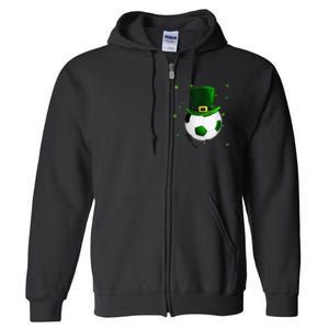 Soccer St Patricks Day Leprechaun Shamrock Full Zip Hoodie