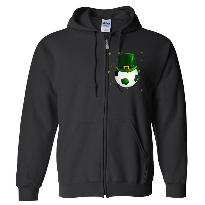 Soccer St Patricks Day Leprechaun Shamrock Full Zip Hoodie