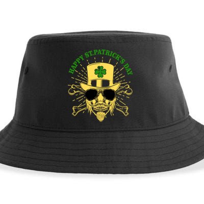 Skull St Patricks Day, Irish Skull Shamrock Sustainable Bucket Hat