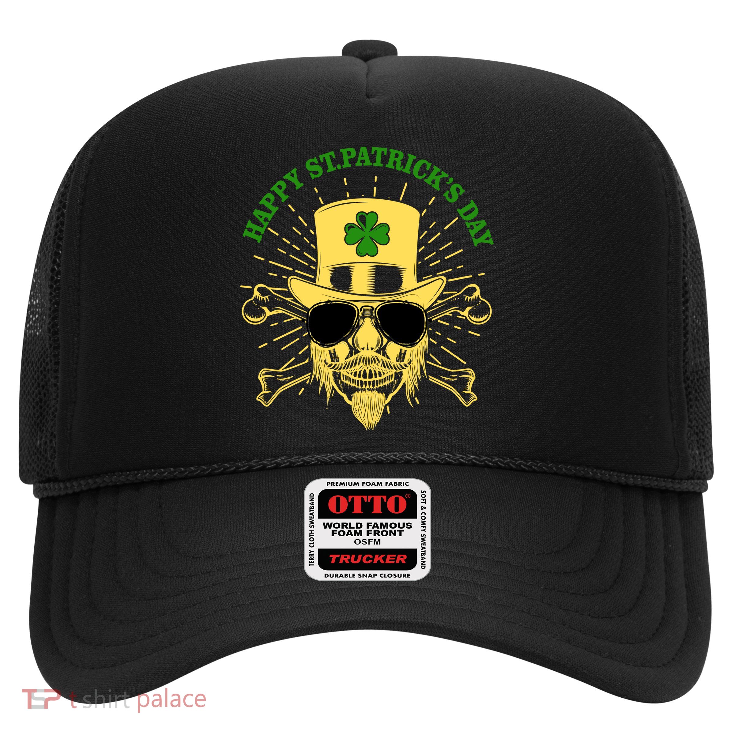 Skull St Patricks Day, Irish Skull Shamrock Trucker Hat