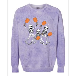 Spooky Skeletons Pickleball Halloween Smash Gift Colorblast Crewneck Sweatshirt