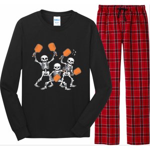 Spooky Skeletons Pickleball Halloween Smash Gift Long Sleeve Pajama Set