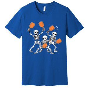 Spooky Skeletons Pickleball Halloween Smash Gift Premium T-Shirt