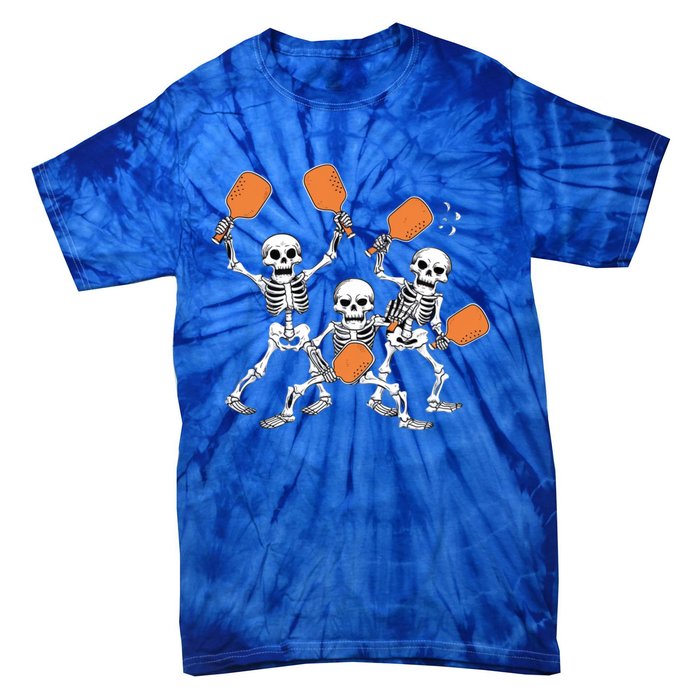 Spooky Skeletons Pickleball Halloween Smash Gift Tie-Dye T-Shirt