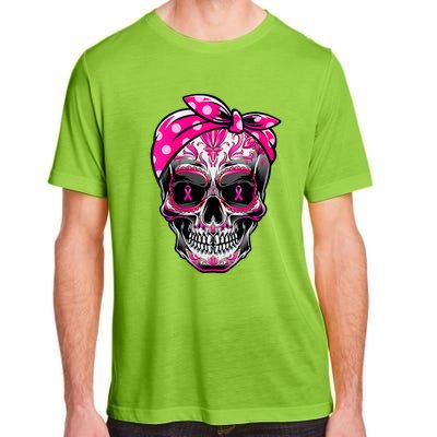 Sugar Skull Pink Ribbon Calavera Funny Breast Cancer Adult ChromaSoft Performance T-Shirt