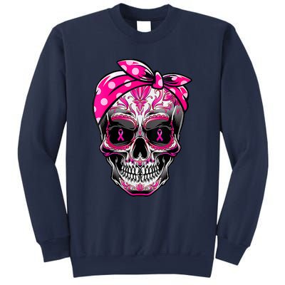 Sugar Skull Pink Ribbon Calavera Funny Breast Cancer Sweatshirt