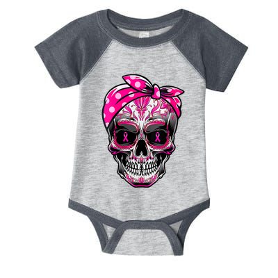 Sugar Skull Pink Ribbon Calavera Funny Breast Cancer Infant Baby Jersey Bodysuit