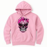 Sugar Skull Pink Ribbon Calavera Funny Breast Cancer Hoodie