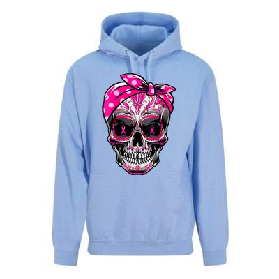 Sugar Skull Pink Ribbon Calavera Funny Breast Cancer Unisex Surf Hoodie