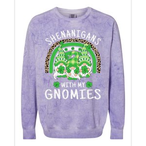 Shenanigans St Patricks Day Rainbow Irish Gnomes Shamrock Colorblast Crewneck Sweatshirt