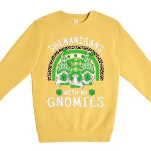 Shenanigans St Patricks Day Rainbow Irish Gnomes Shamrock Premium Crewneck Sweatshirt