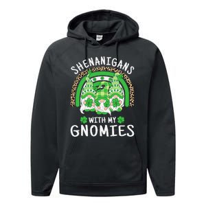 Shenanigans St Patricks Day Rainbow Irish Gnomes Shamrock Performance Fleece Hoodie