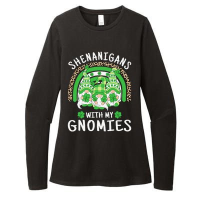 Shenanigans St Patricks Day Rainbow Irish Gnomes Shamrock Womens CVC Long Sleeve Shirt