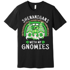 Shenanigans St Patricks Day Rainbow Irish Gnomes Shamrock Premium T-Shirt