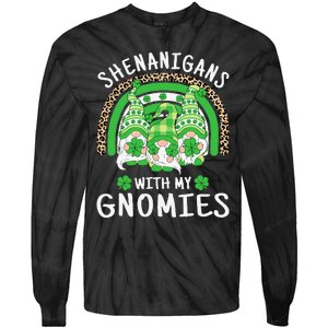 Shenanigans St Patricks Day Rainbow Irish Gnomes Shamrock Tie-Dye Long Sleeve Shirt