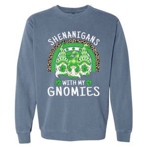 Shenanigans St Patricks Day Rainbow Irish Gnomes Shamrock Garment-Dyed Sweatshirt