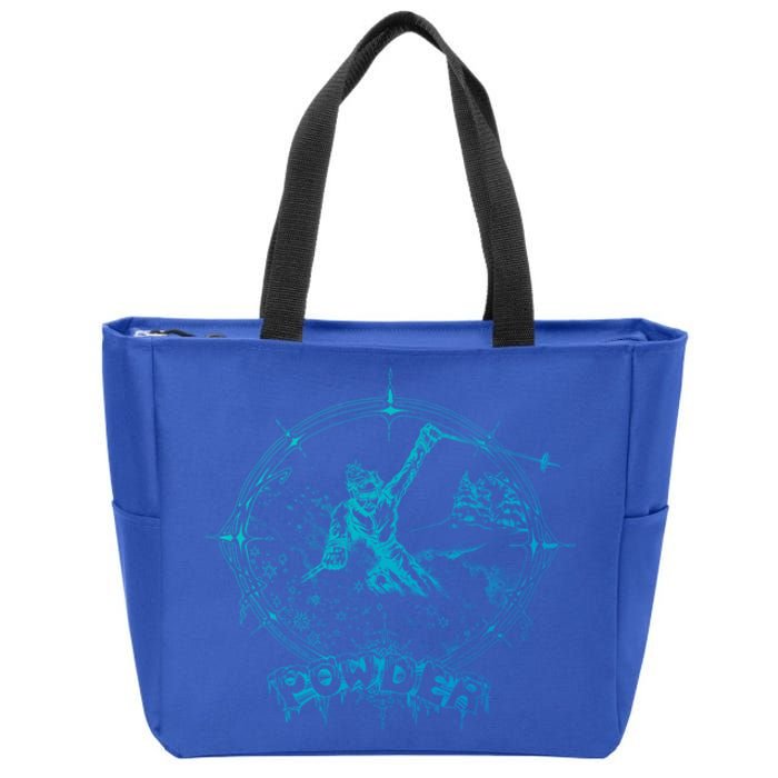 Snow Skiing Powder Vintage Retro Mountain Snow Skier Gift Zip Tote Bag