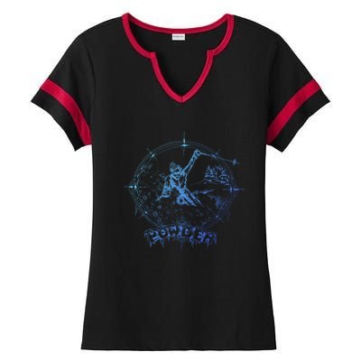 Snow Skiing Powder Vintage Retro Mountain Snow Skier Gift Ladies Halftime Notch Neck Tee