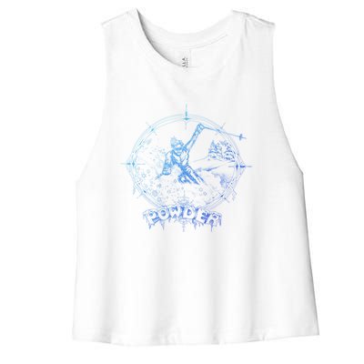 Snow Skiing Powder Vintage Retro Mountain Snow Skier Gift Women's Racerback Cropped Tank