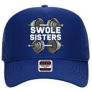 Swole Sisters Powerlifting Gym Workout Swole Gainz High Crown Mesh Back Trucker Hat