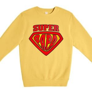 Superhero Super Papa Father Day Grandpa Dad Gift Premium Crewneck Sweatshirt