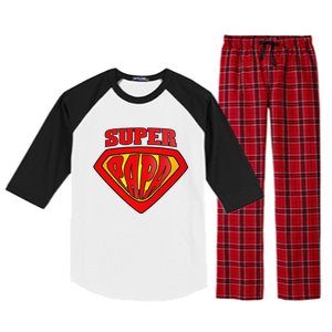 Superhero Super Papa Father Day Grandpa Dad Gift Raglan Sleeve Pajama Set