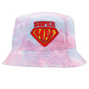 Superhero Super Papa Father Day Grandpa Dad Gift Tie-Dyed Bucket Hat