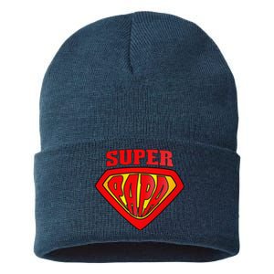 Superhero Super Papa Father Day Grandpa Dad Gift Sustainable Knit Beanie